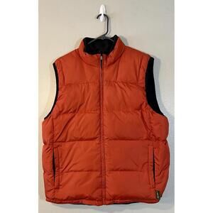 Eddie Bauer Vest Mens L Tall Orange Black Reversible Insulated Puffer Outdoors